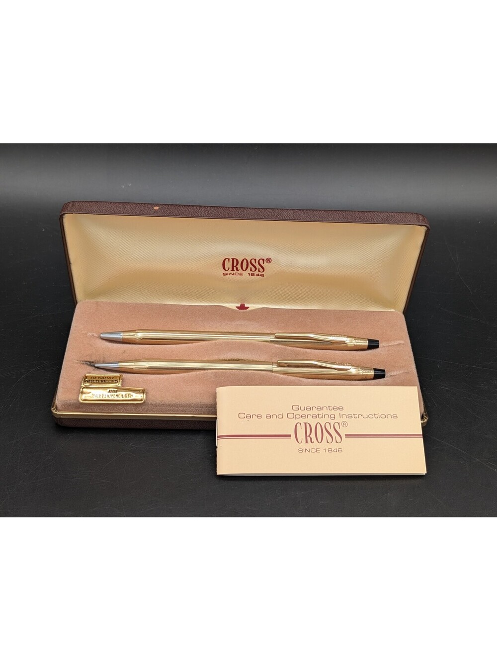 Vintage Cross 10k Gold Filled Ballpoint Pen & Mechanical Pencil Set 4501 Boxed